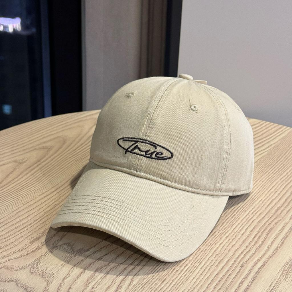 Korean-style fashion yellow letter embroidery Korean-style washed cotton baseball cap for young couples, suitable for outings, unisex sun hat