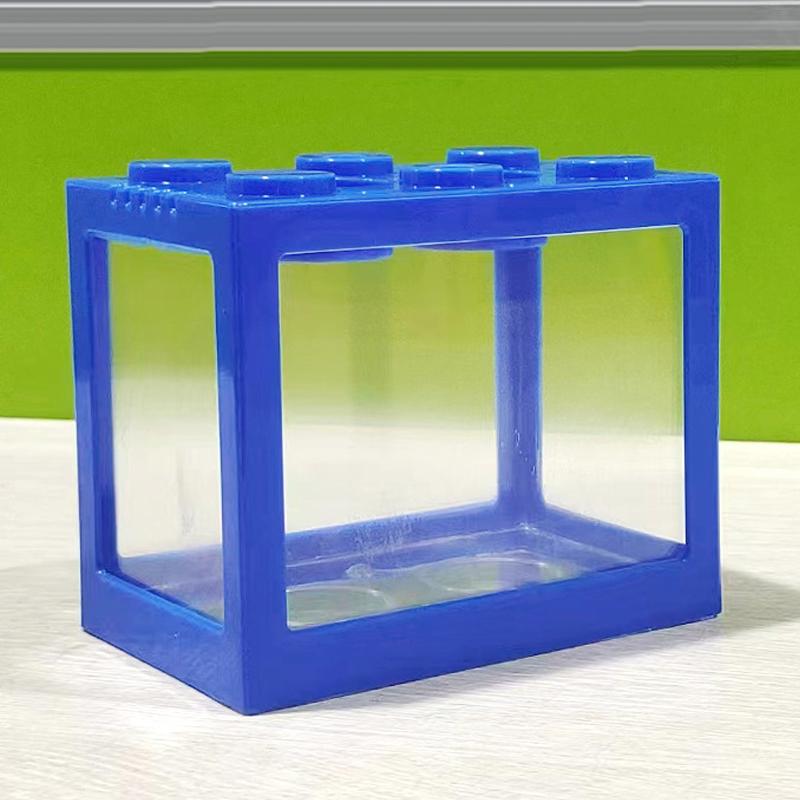 1Pc Home Block Fish Tank Fighting Fish Tank Small Desktop Mini Fish Tank Stackable Creative Design Aquarium