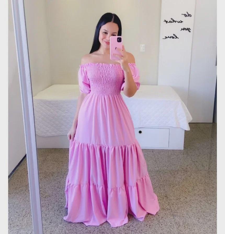 2025 Spring/Summer European & American Women's One-Shoulder Floral Long Fairy Dress