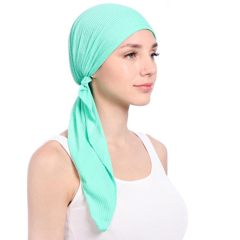 1Pc Polyester Women's Hijab Headscarf Turban Headwrap Cover Muslim Chemo Cap Hair Loss Hat