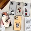 Animal Bunny For IPhone 17 Air 16 15 14 13 12 11 Pro Black Soft Cover Phone Case