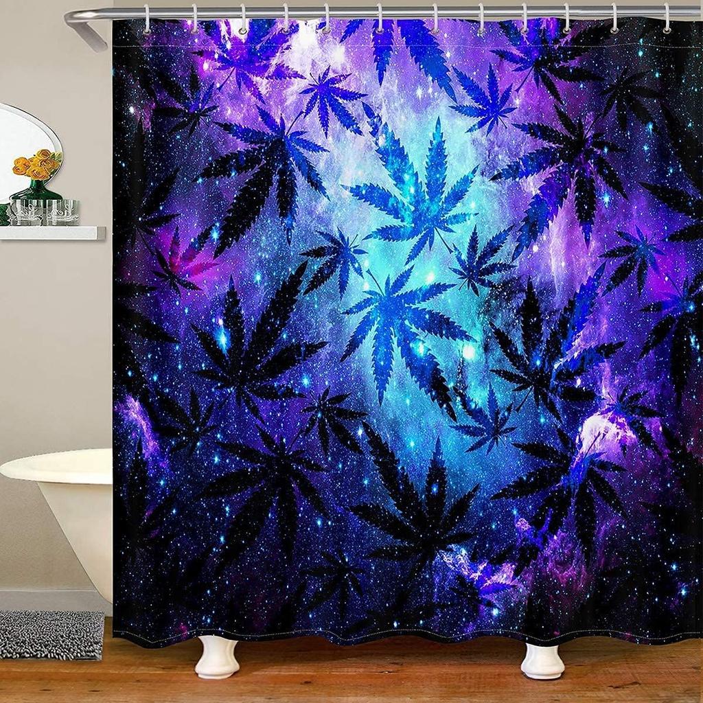 Outer Space Rocket Shower Curtain Galaxy Bath Curtain for Kids Boys Girl Cartoon Bathroom Accessories Universe Starry Sky