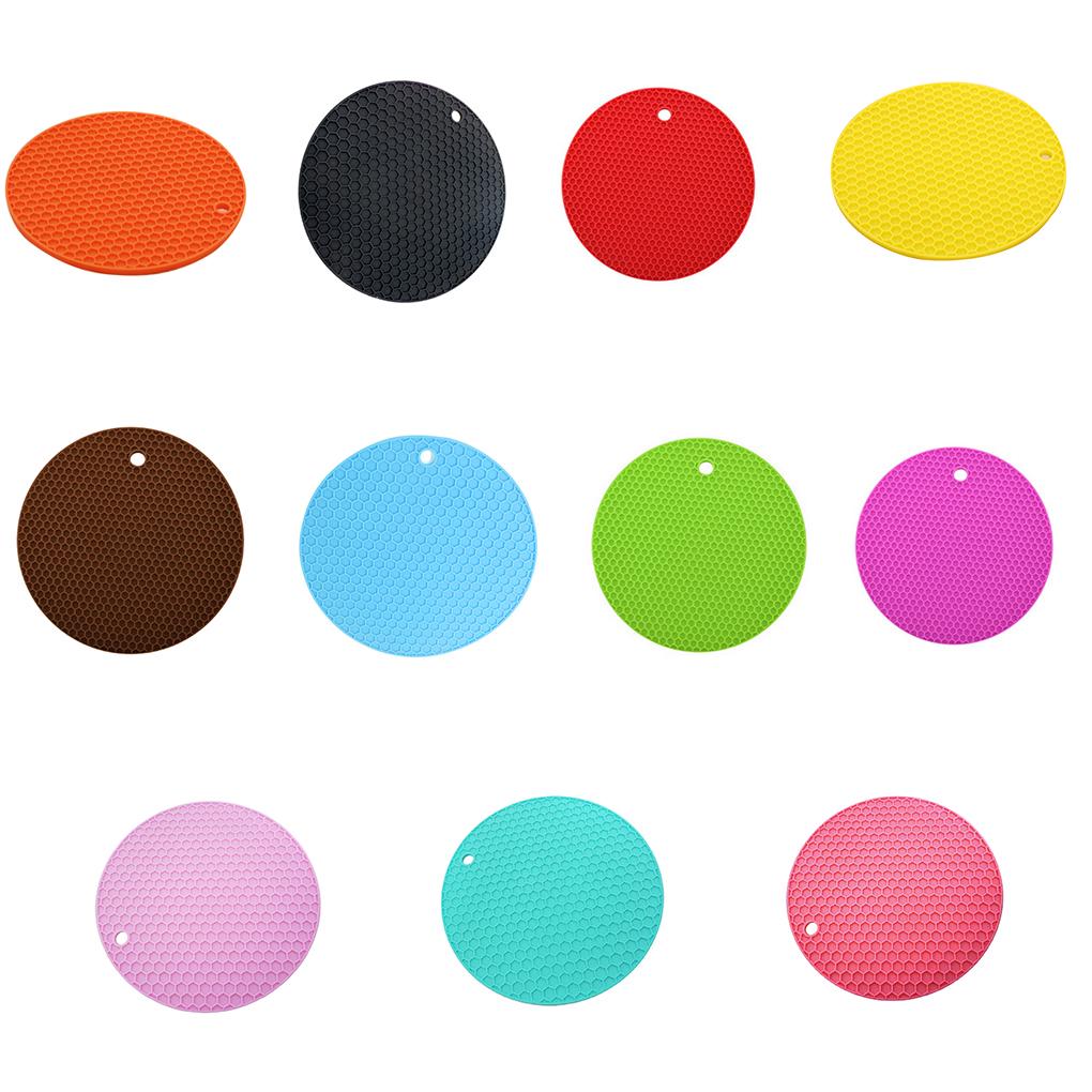 Round Silicone Heat Resistant Mat Non-Slip Coaster Placemat Saucepan Pot Holder
