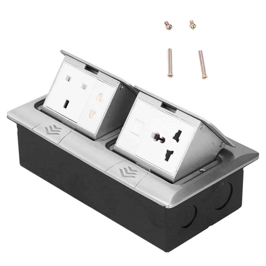 Boden Pop Up Outlet Socket Verborgen Multifunktions Silber Aluminium Legierung UK Standard