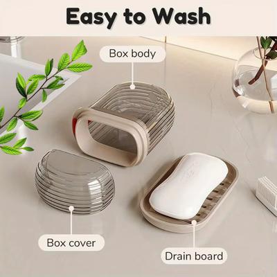 1/2pcs Creative Travel Soap Box with Lid Sealed and Drainable Portable Small Soap Box for Business Trip Travel Soap Box