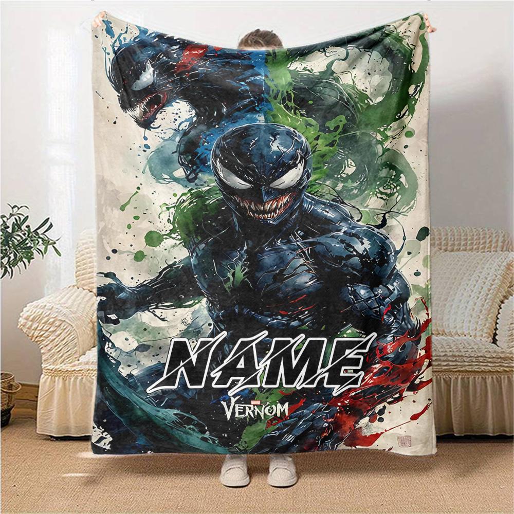 Custom Name Venom Artwork Poster blanket for Couch & Bed, Plush Cozy Fuzzy Blanket Super Soft & Warm Blankets for Fall and Winter. 0908435