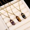 JD Naturstein Amethyst Gelber Tigerauge Obsidian Sechseck Säule Anhänger Halskette Damen Herren Mode Energie Heilung Kette Choker