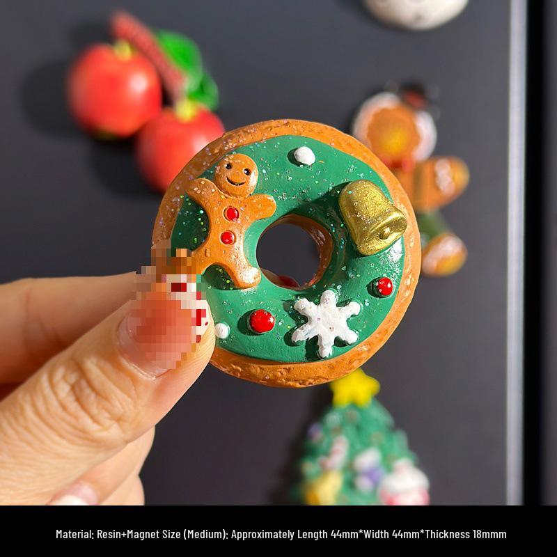 Magneti per Frigorifero di Natale Carini in Resina 3D: Pupazzo di Neve, Albero, Omino di Pan di Zenzero - Adesivi Magnetici Festivi per Decorazione.