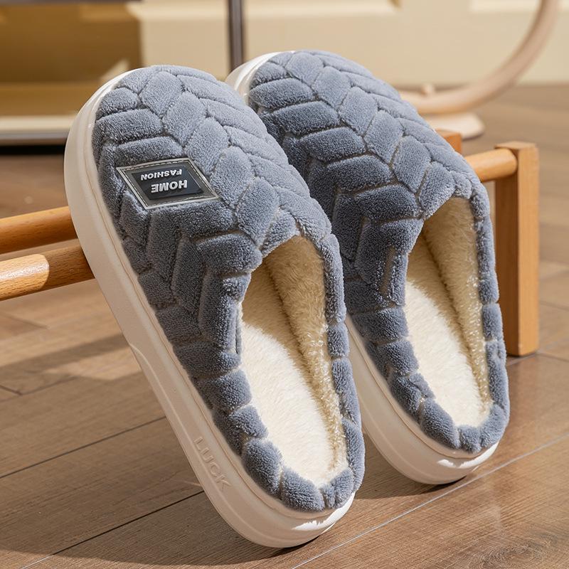 Dámské protiskluzové bavlněné pantofle do interiéru - teplé, s tlustou podrážkou, vhodné na jaro, podzim, zimu a pro muže.