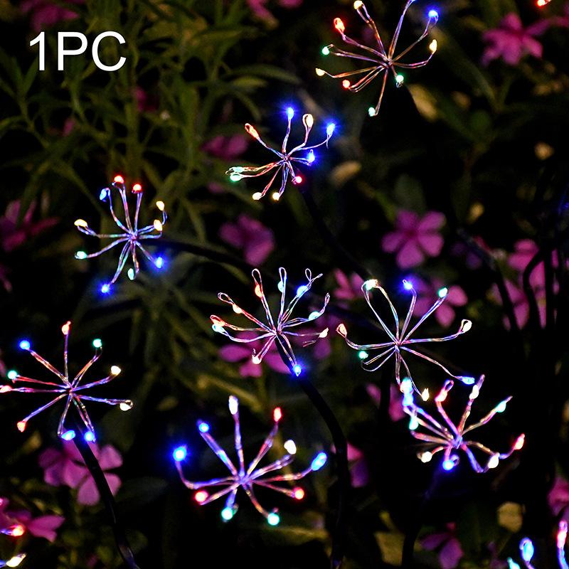 

Solar Powered Eight Head Fireworks Lamp Outdoor Waterproof Lawn Light, Decorative Atmosphere Lamp Floor Mounted Courtyard Garden 8 heads