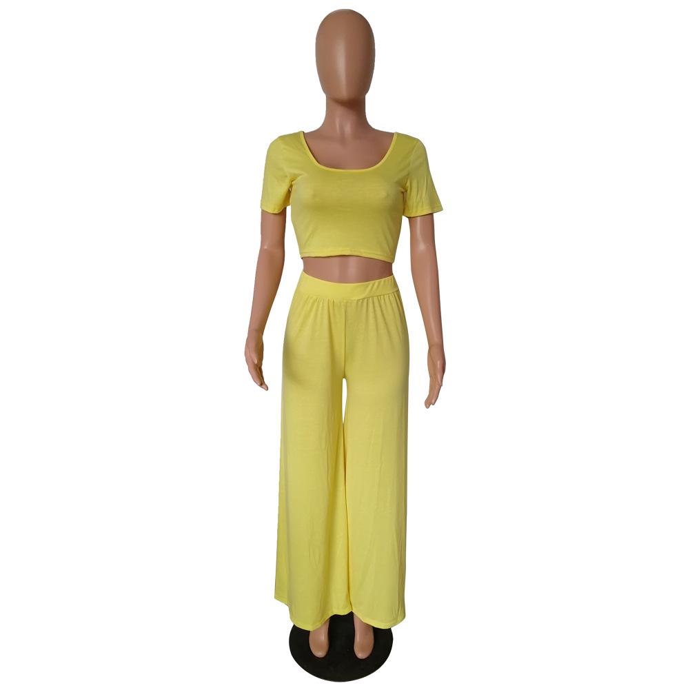 YM-8439 Women's Summer Solid Color Loose Casual Suit - European & American Style Fashion