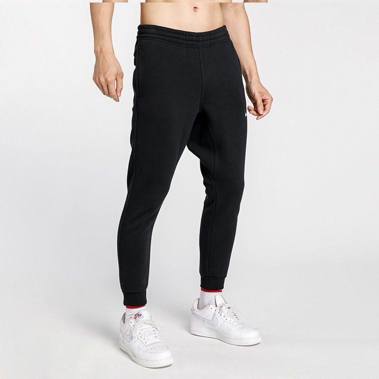Nike Fleece Lined Thermal Solid Color Casual Elastic Cuff Knitted Sweatpants Men's Black 905236-010
