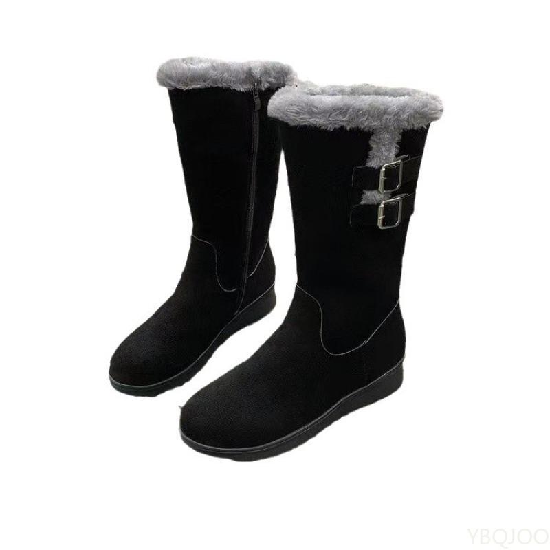 Women's new Fashionable versatile Suede Mid-calf Boot Plush Warm Snow Boots Women Winter comfortable Cotton Boots Platform shoes