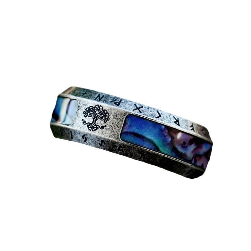 Beier European & American Stainless Steel Antiqued Viking Letter Ring - Retro Fashion Titanium Steel Shell Pattern