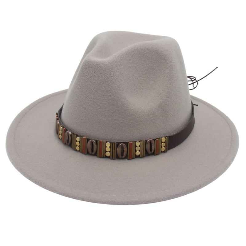 Ethnic Jazz Hat Metal Shell Belt Accessories Top Hat Dress Concave Gentleman Hat