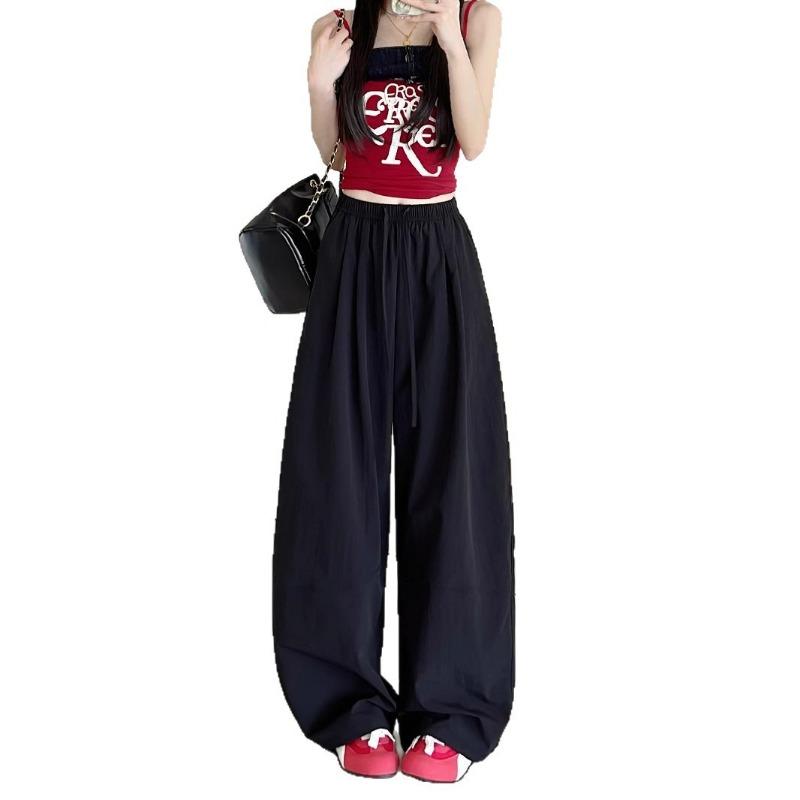 Scimitar pants women's summer thin new high waist loose drape straight wide leg pants casual long pants