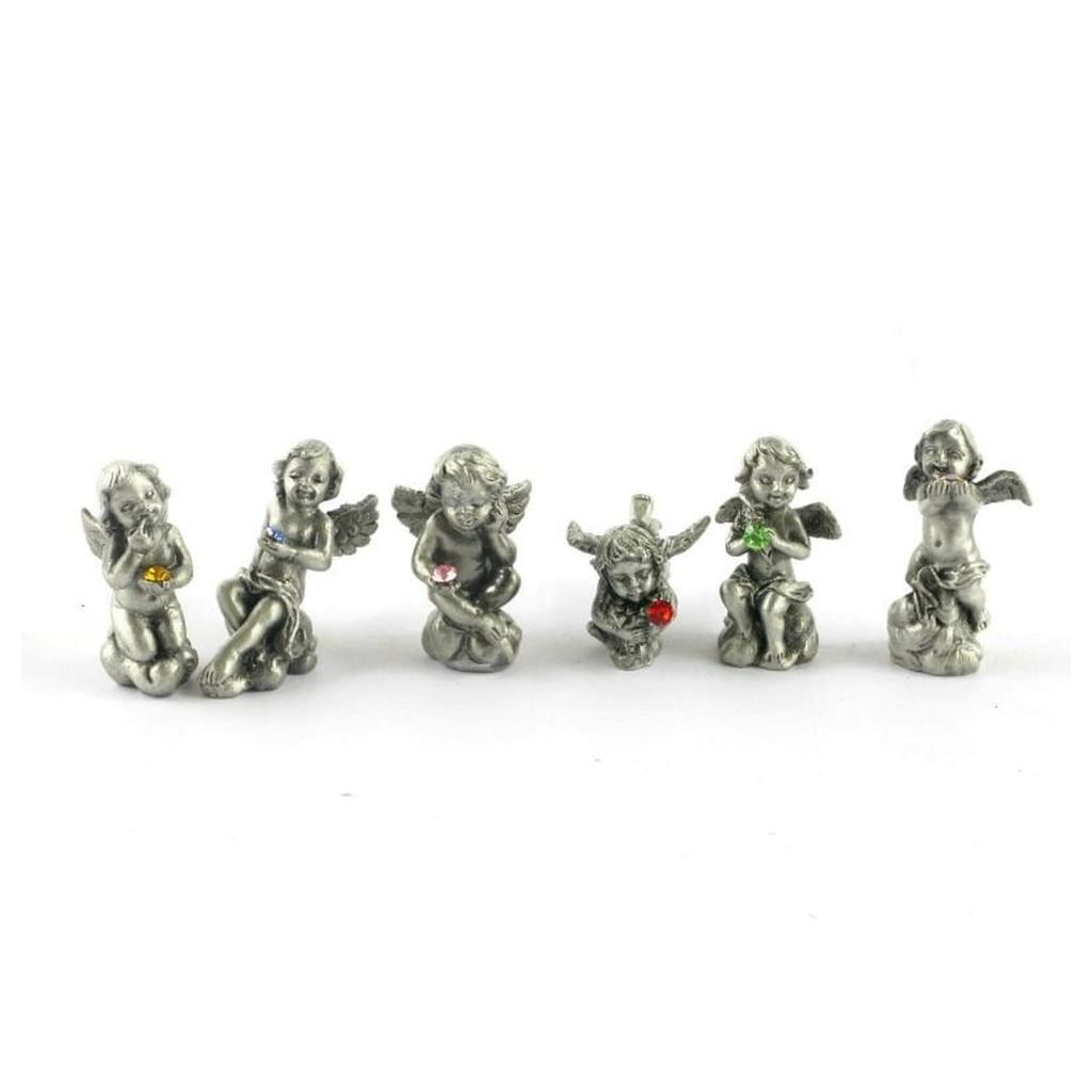 Set of 6 polyresin angels with crystals - a beautiful interior decoration