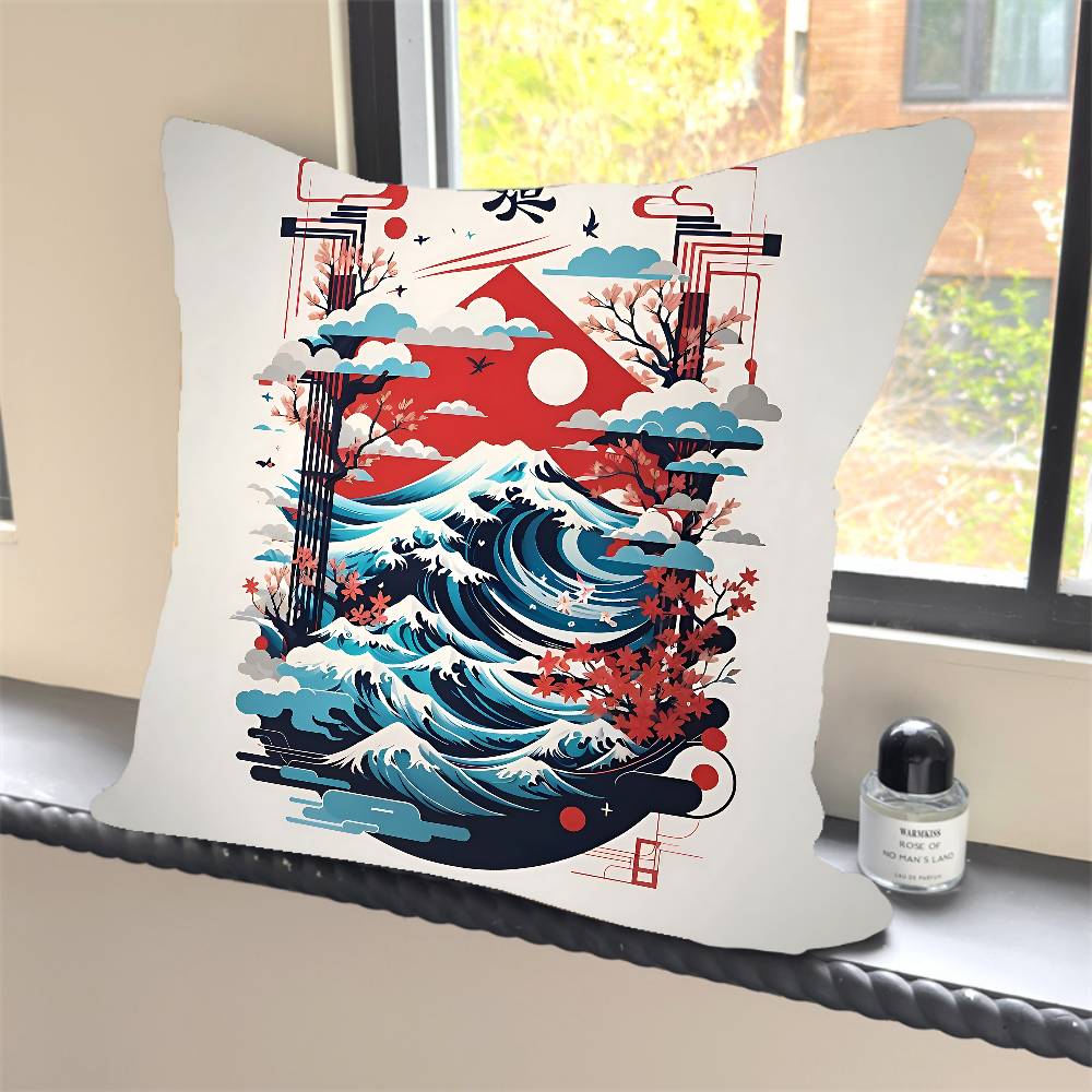1 Stück Vintage Japanische Kunst Y2K Harajuku Kissenbezug Quadratisch Schlafzimmer Sofa Freizeit Komfort Kissen Auto Heimdekoration