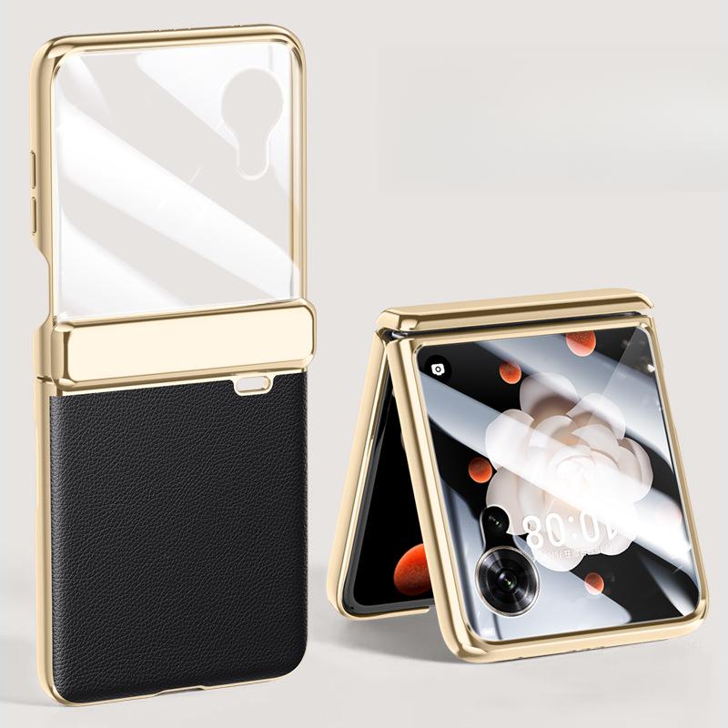 

Петлирование Гальваническое покрытие Обычная кожа Подходит для Honor Magic V Flip Чехол для мобильного телефона Ракушка Пленка Интегрированный Всевключающий Бизнес Складной экран Honor Magic V Flip