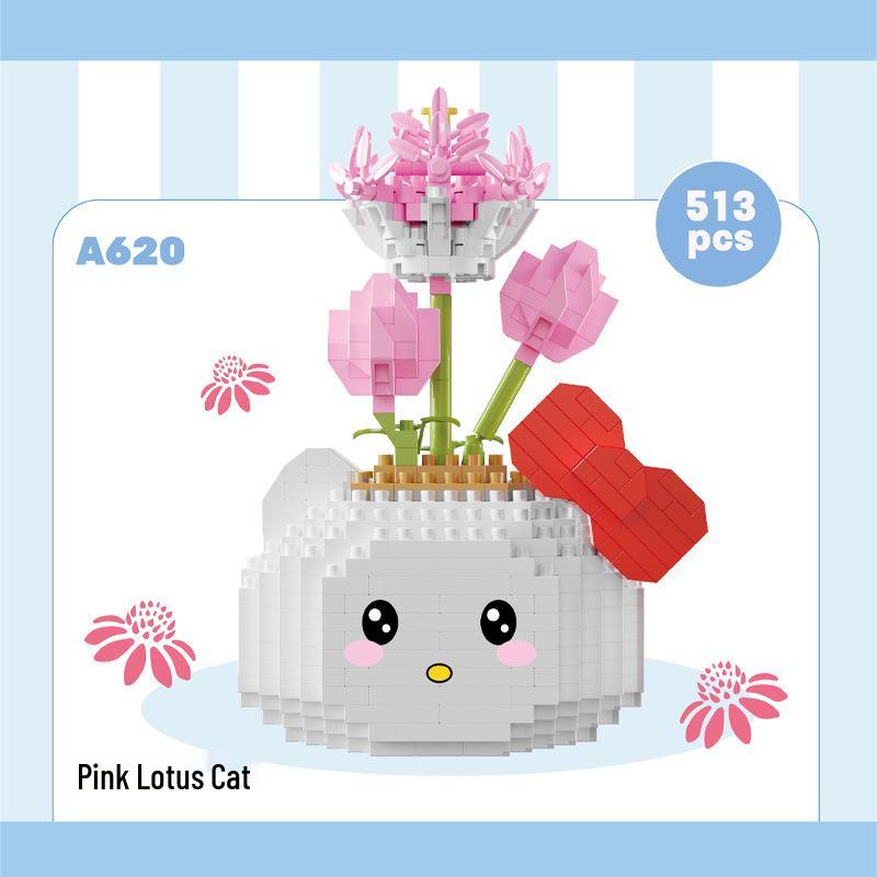 Bionic Eternal Flower Building Blocks: Sunflower and Rose Assembly Toy for Children