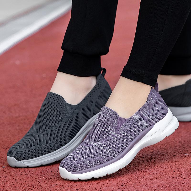 Couples Slip-on Casual Shoes Lightweight Flats Breathable Knitted Loafers Women Men Comfortable Daily Walking Shoes