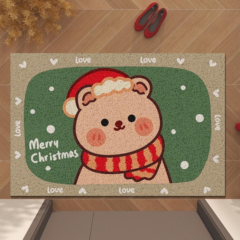 Christmas Bathroom Floor Mat NonSlip Low Maintenance Shower Door Mat for Bathroom Entryway Kitchen Floor Use