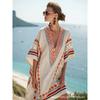 2026 women's V-neck dress seaside vacation 3D printing loose skirt beach