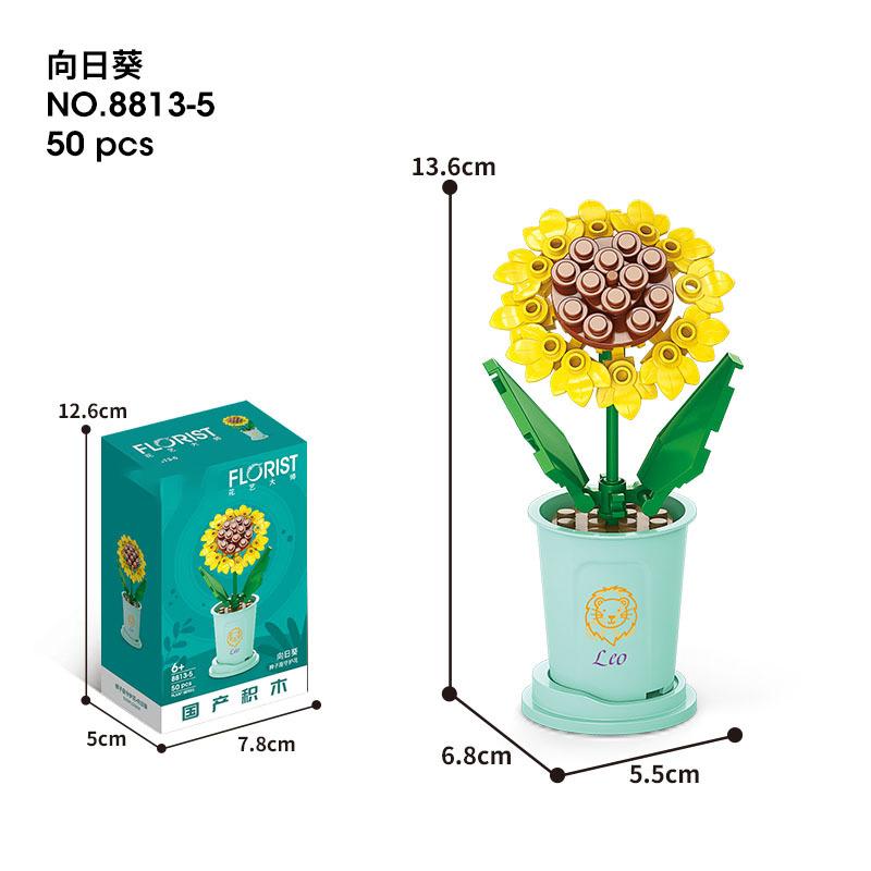 Bouquet Flower Bricks Construction Set Micro Particle Building Block Toy for Children Girl 6 to 10 Year Old Block Assembling Toy