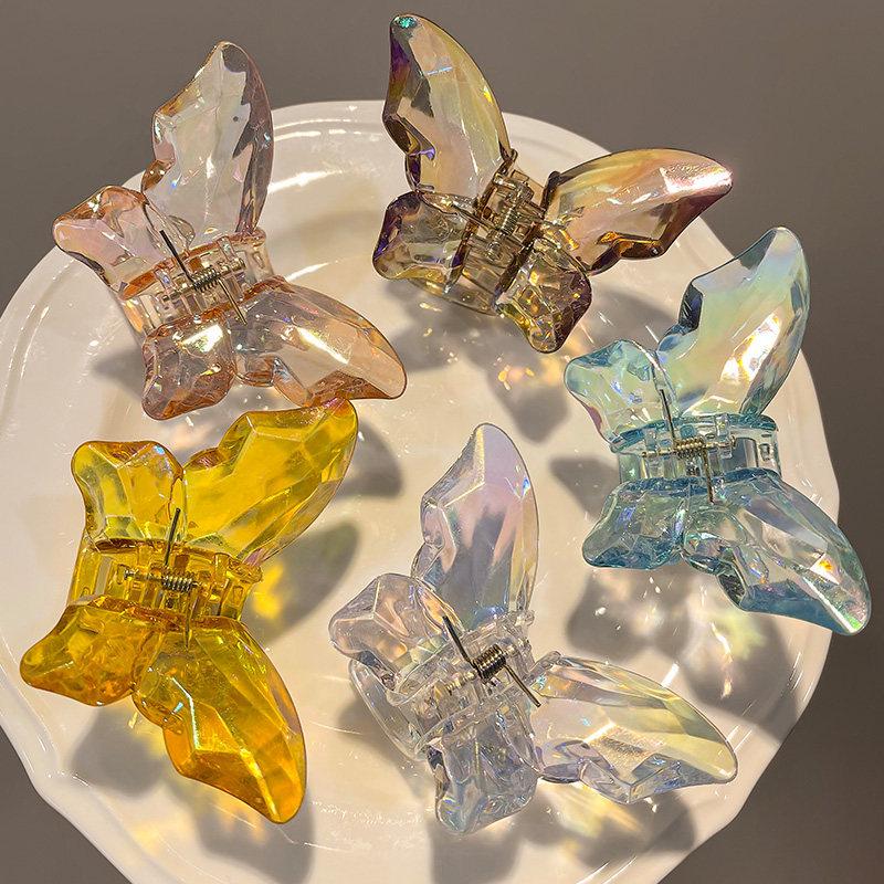 Fairy Transparent Butterfly Hair Clip: Frosted Shark Claw for Half-Tied Summer Styles