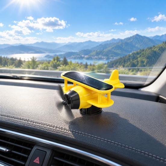 Vehicle Dashboard Decorations Solar Energy Rotating Plane, Creative Car Ornament Air Freshener Holder with Light Sensor, Unique Automotive Interior