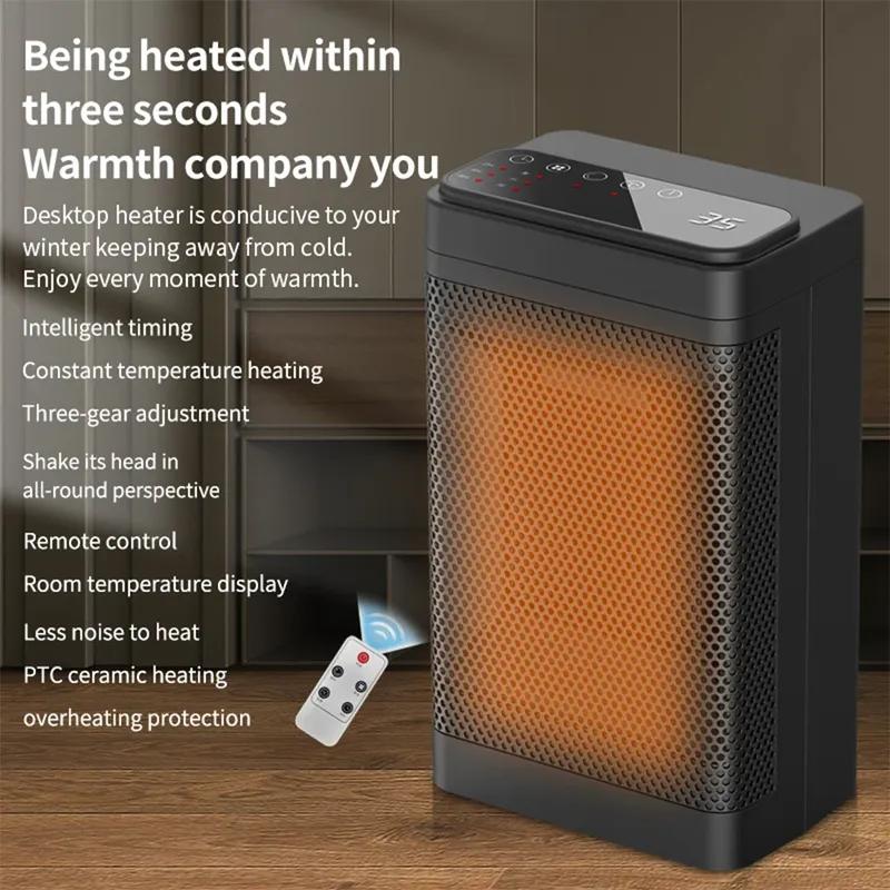 

Electric PTC Fan Heater Portable Bathroom Living Room Constant Temperature Remote Control House Warmer with Shake Head