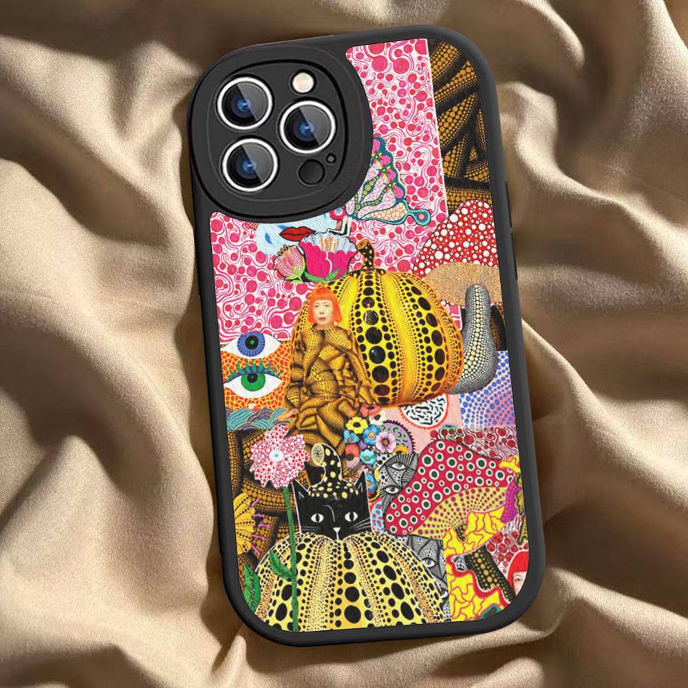 Art Y-Yayoi KusamaS Phone Case For IPhone 16 15 14 11 12 13 Pro Max Plus Back Leather Shell