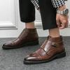 Men's leather boots fashionable large size new Martin boots trendy men's pointed leather shoes retro locomotive boots
