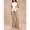 Women Crew Neck Sleeveless Waistcoat Vest Solid White Multi Button Slim Fit Office Blazer Top