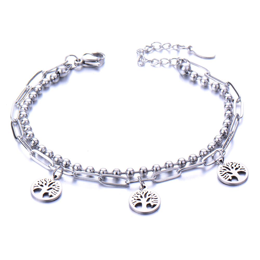 European and American simple personalized bell double-layer titanium steel bracelet spot men and women couple jewelry women's trend fashion jewelry