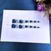 24Pcs Short Square Toenails Press On Glitter Blue Diamond False Toe Nails With Glue Removable Toenails For Women