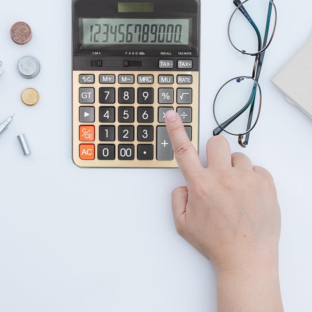 TOSSOW Large Calculator for Office and Business Portable with Large LCD Electronic Calculator Use, Display, Solar-Powered