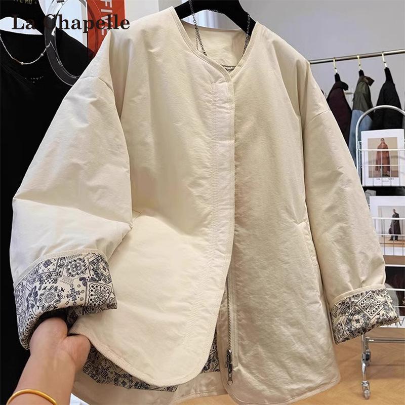 Retro Round Neck Cotton-padded Clothes for Women's Autumn and Winter New Casual Cotton-padded Jackets