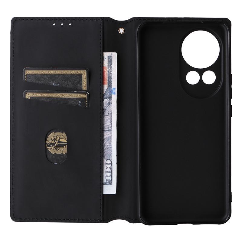 Leather Card Holder Stand Case for Huawei Nova 12 - Magnetic Cover
