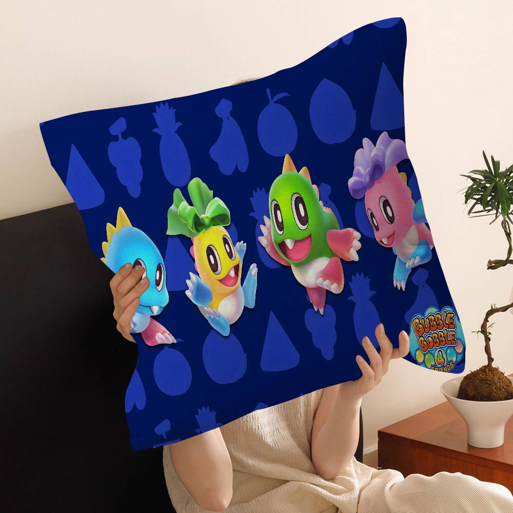 Cartoon Bubble Bobble Game Cushion Cover Pillow Cover Decor Pillowcase Printed Cushion Case for Couch