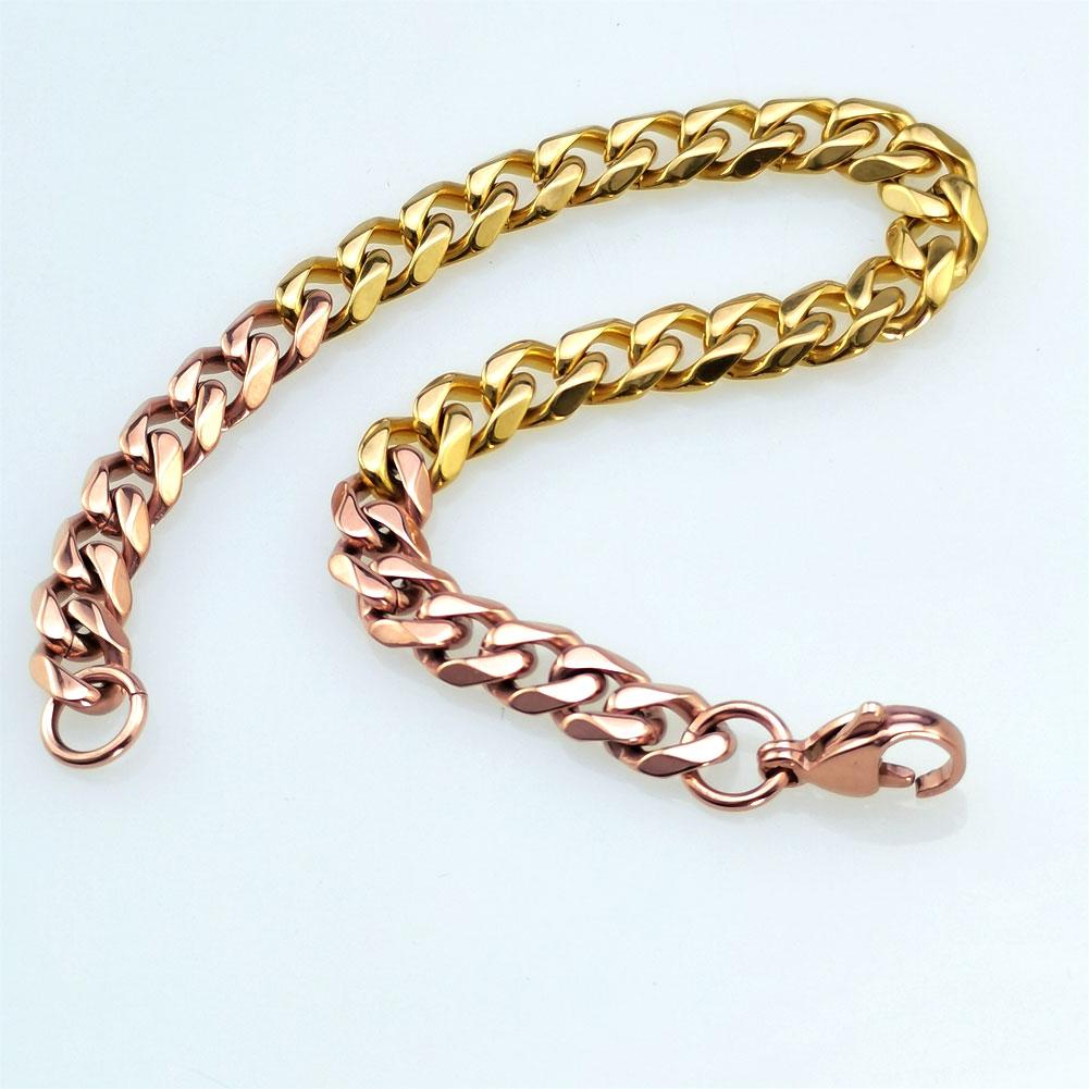 New 316L Stainless Steel Rose and Gold Dual Hip Hop Bracelet Anklet