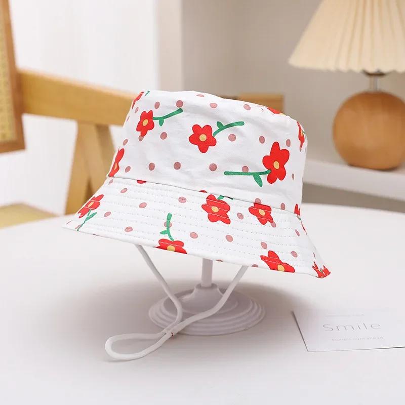 Baby Sun Hat Summer Kids Cartoon Dinosaur Print Soft Cotton Bucket Hat For Girls Boys Panama Beach UV Protection Cap Children