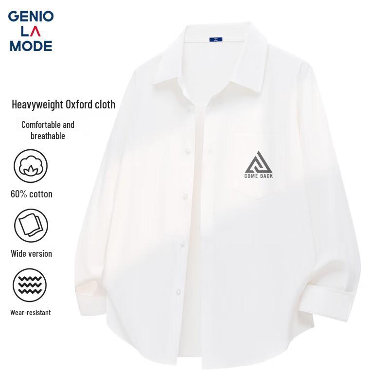 GENIOLAMODE Men s Loose Fit Oxford Long-Sleeve Shirt M
