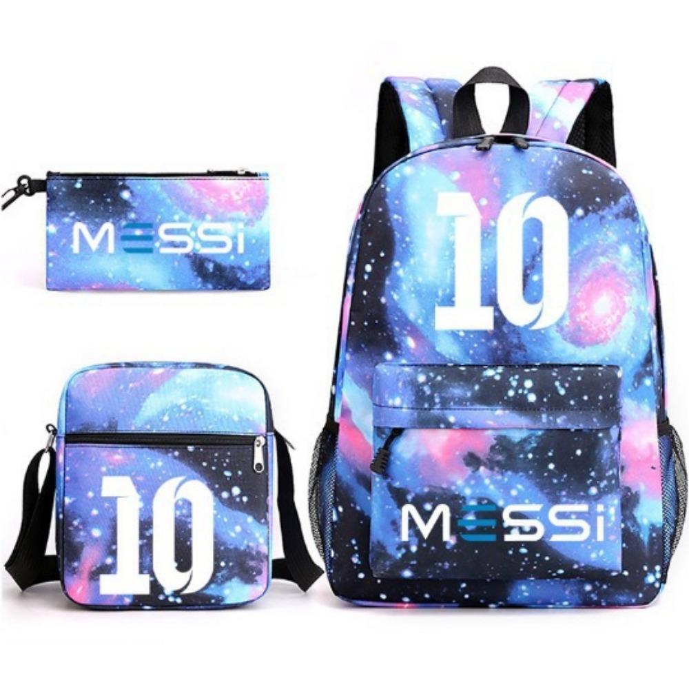 CR7C Luo Backpack Sports Peripheral Printed Backpack Children's Student School Bag Shoulder Bag Pencil Bag Three-piece Set