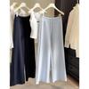 Soft Waxy Elastic Drawstring Straight Casual Pants Women's Spring New High Waist Thin Loose Drape Wide Leg Trousers