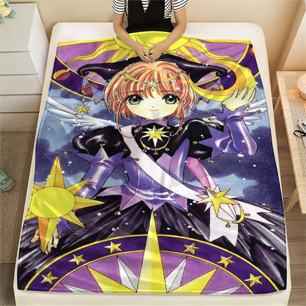 1Pc Cardcaptor Sakura Print Flannel Blanket, High Quality Comfortable for All Seasons, Home Decor, Warmth and Comfort, Perfect for Christmas Gifts
