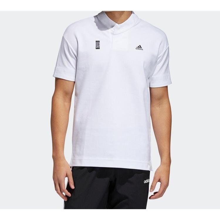 adidas T Shirts Men's White Stand Collar Moderate Straight Fit FT2752