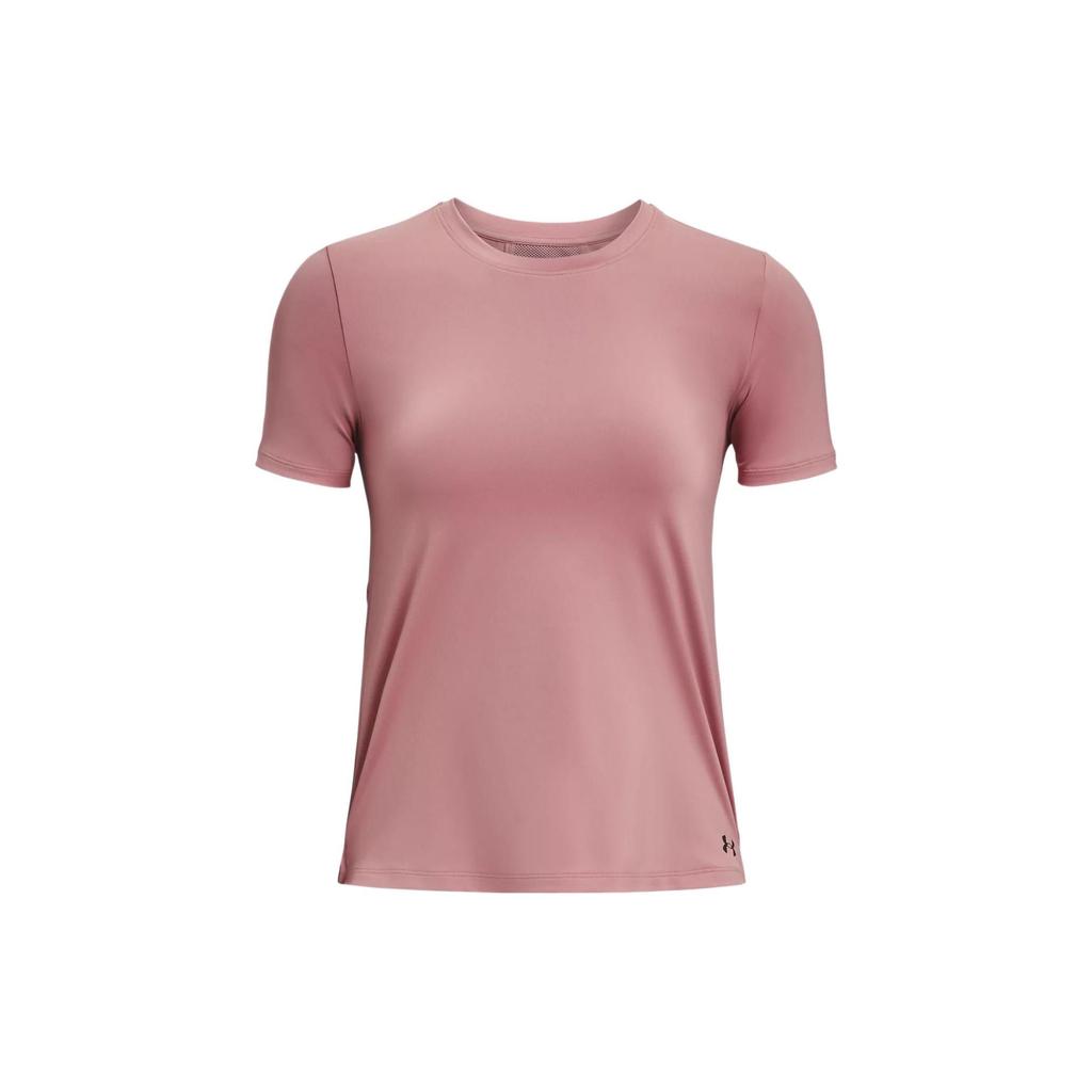 Under Armour Solid Color Round Neck Mesh Back Short Sleeve T-Shirt Women Tops Pink 1379043-697