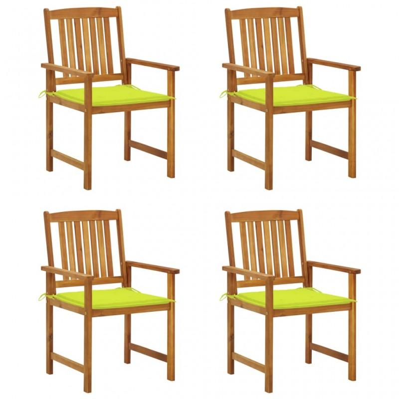 Day and Night - Day and Night Garden Chairs with Cushions 4 Units Solid Acacia Wood