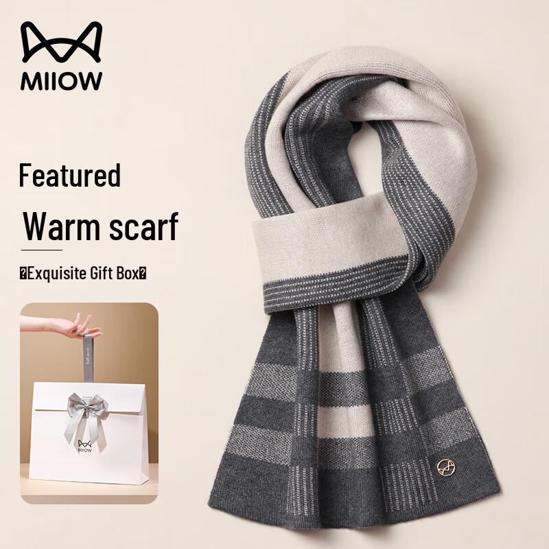 Mao Ren Men's Plaid Wool Blend Winter Scarf